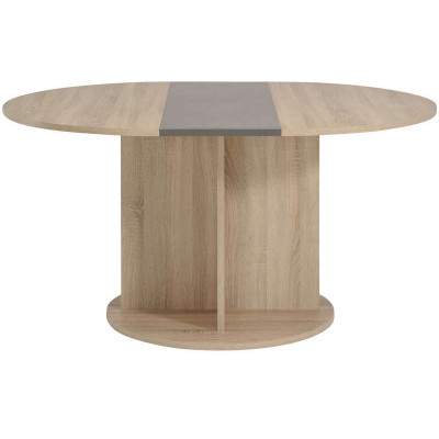 Table ronde avec allonge FUMAY chêne brut/béton L145 cm 