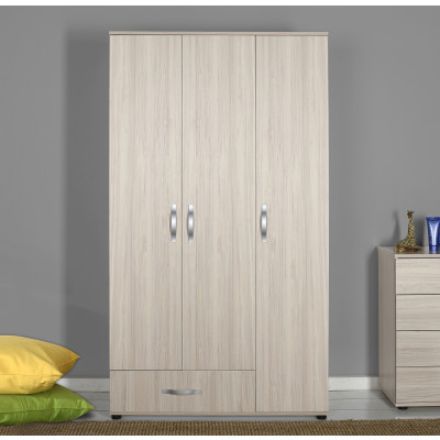 Armoire LOFT chêne clair 3 portes 1 tiroir
