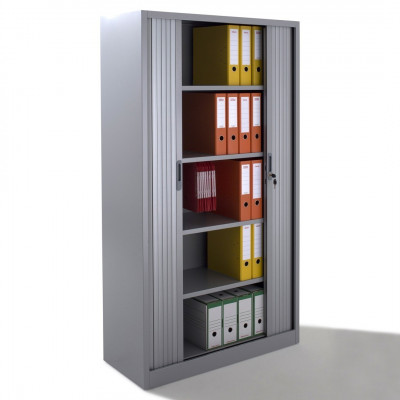 Armoire métal à rideaux L120 H198 cm coloris gris