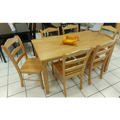 Ensemble table + 6 chaises Havana hévéa massissif