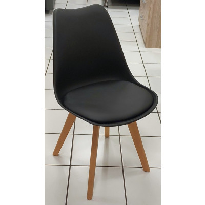 Chaise de salle à manger HELSINKI noir et pieds bois