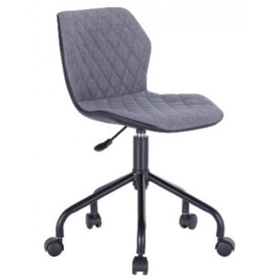 chaise dactylo JEFF tissu gris/piètement noir 