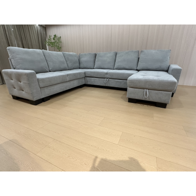 Salon d'angle convertible JORDANA tissu gris