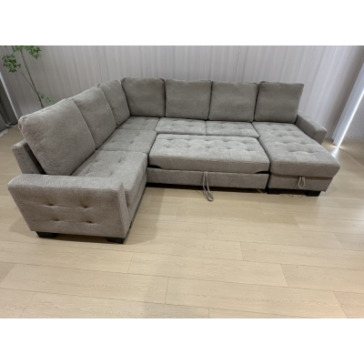 Salon d'angle convertible JORDANA tissu marron