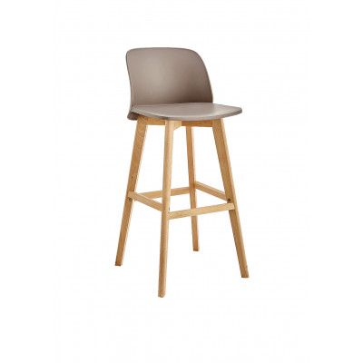 Tabouret JULIE beige pieds bois massif