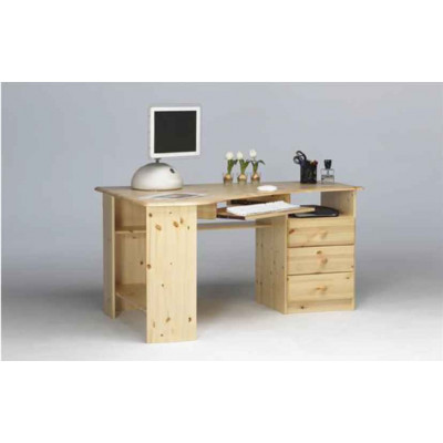 Bureau KENT angle 3 tiroirs vernis naturel