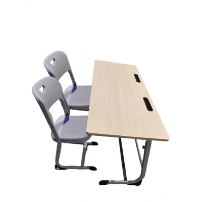 Table et chaises KIMY double T6 chêne et gris