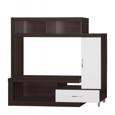 Meuble TV TURIN Wenge et blanc 1 tiroir 1 porte