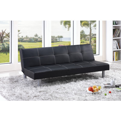 Banquette clic-clac LONDON PU noir avec coutures blanches