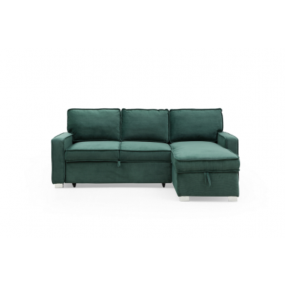Salon d'angle convertible LOTUS tissu côtelé vert