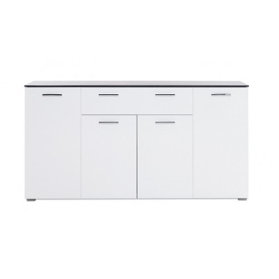 Buffet bas 4 portes 1 tiroir MAGIC béton foncé/blanc