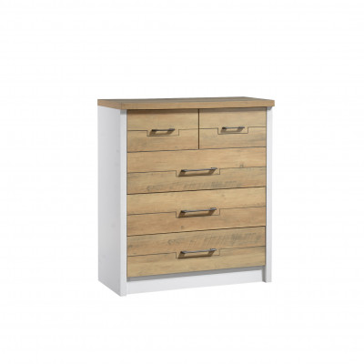 Commode Lilo 6 tiroirs chêne et blanc