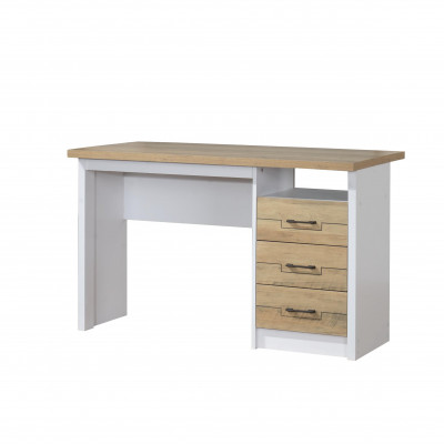 Bureau 3 tiroirs Julie chêne doré et blanc