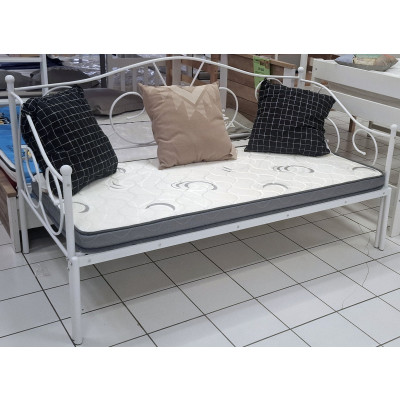 Banquette-lit 90x190 MORGANE + lit gigogne métal blanc