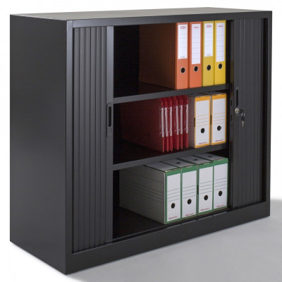 Armoire métal basse à rideaux L100 H100 cm coloris noir