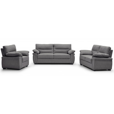 Salon OLINDA 3 pièces tissu anthracite