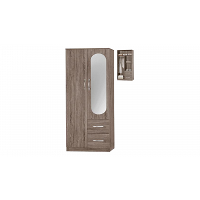Armoire ANNA/CHERRY 2 portes miroir décor chêne sonoma