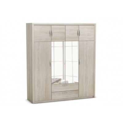 Armoire PLUTON chêne shannon 8 portes 2 miroirs 2 tiroirs