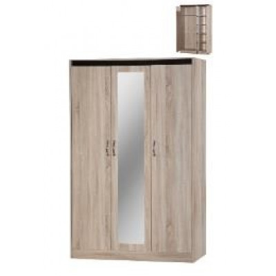 Armoire 3 portes+miroir REVERSO chêne sonoma