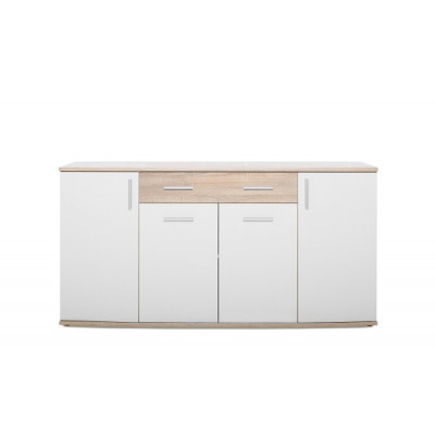 Buffet bas 4 portes 2 tiroirs RONDO 2 chêne/blanc