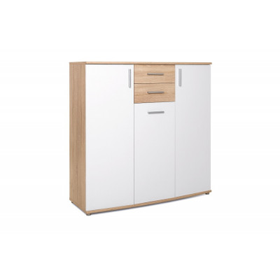 Buffet bas 3 portes 2 tiroirs RONDO 3 chêne/blanc