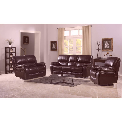 Salon ROLLAND 3+1+1 simili cuir marron