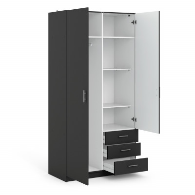 Armoire 2 portes 3 tiroirs SPRINT chêne anthracite