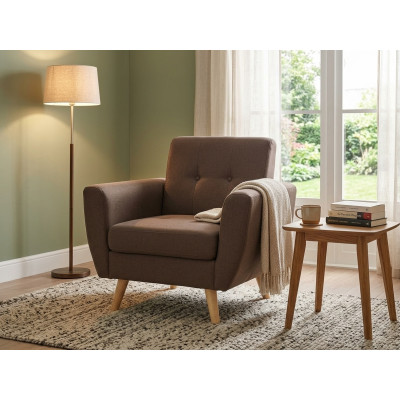 Fauteuil STEEVE tissu CHOCOLAT