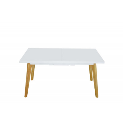 Table de salle à manger HELSINKI blanc et pieds bois