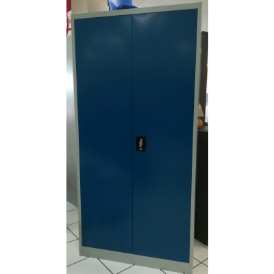 Vest. 2 portes métal LARGEUR 90 cm multi-fonctions gris clair & portes bleu roi VD-2M