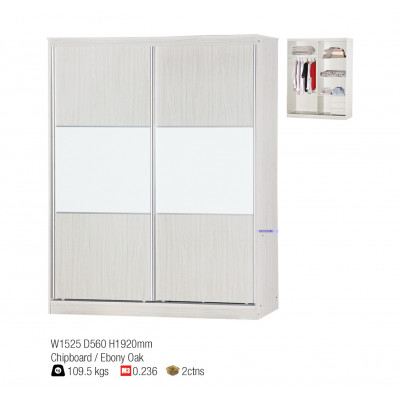 Armoire 2 portes coulissantes WENDY frêne blanchi